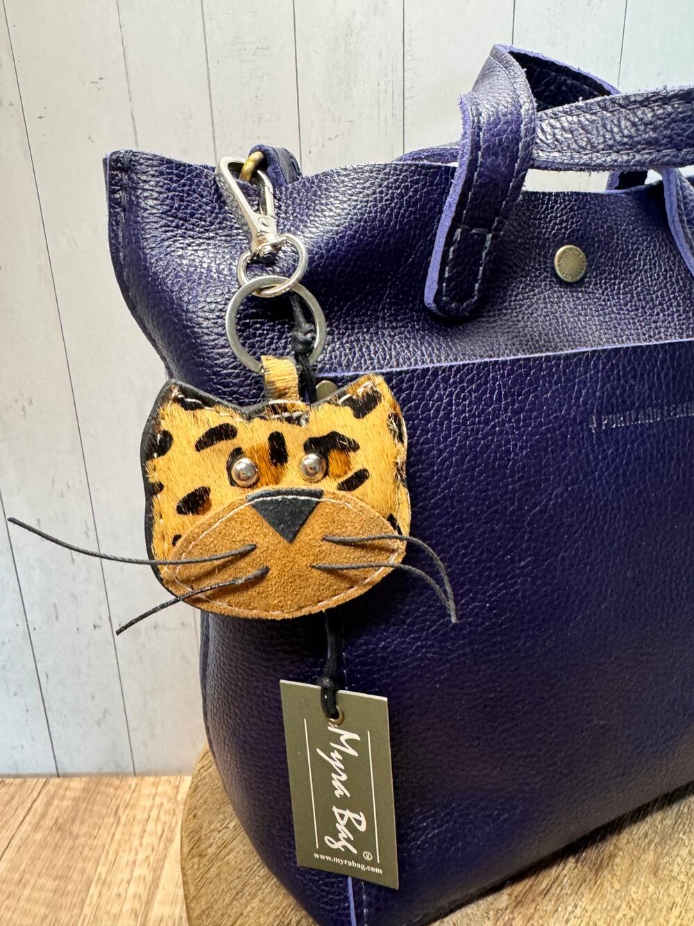 Cute Cat Purse Charm Kitty Cat Lover Genuine Leather Bag Charm